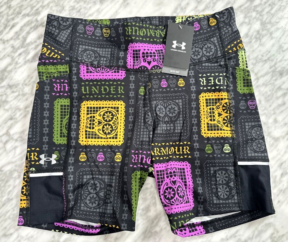 Under Armour Day of The Dead Training tights Shorts Women's small Black 1386353